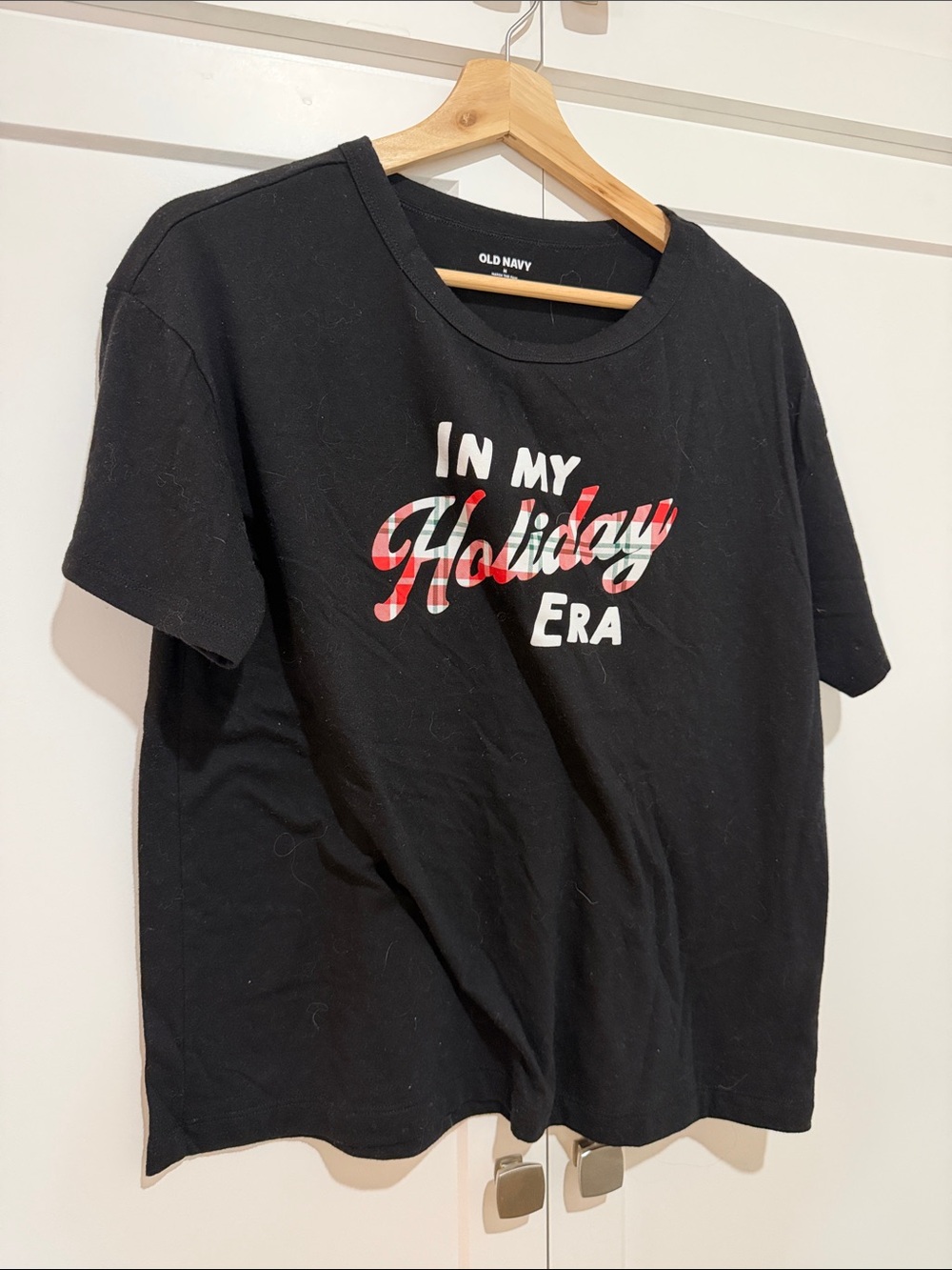 Old Navy Black Plaid Accent "Holiday Era" Graphic Tee